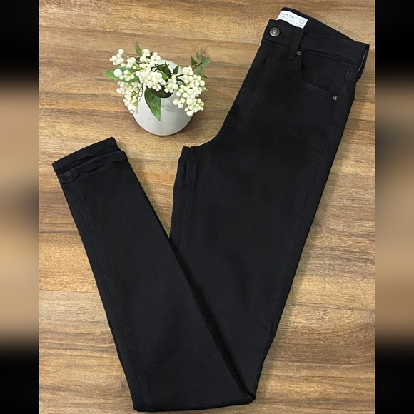 TOPSHOP Jamie Women's Jeans 26W 36L TALL - Black Slim Skinny Leg High Rise - Picture 2 of 13